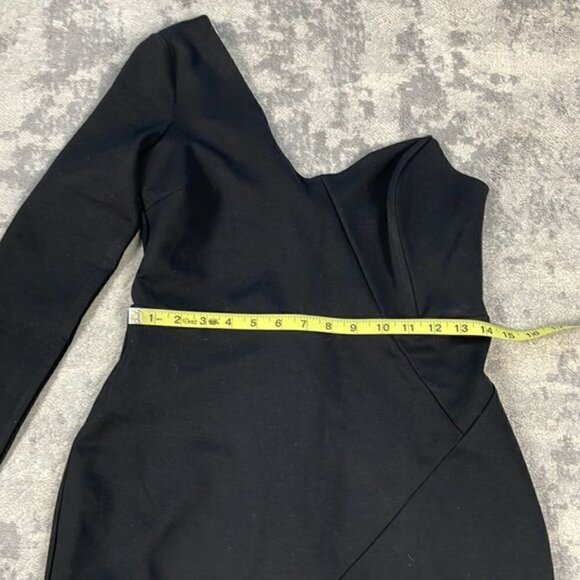 New Lulus Alsandair One Shoulder Sweetheart Bodycon Dress Black Sexy LBD Sz L - Picture 10 of 14